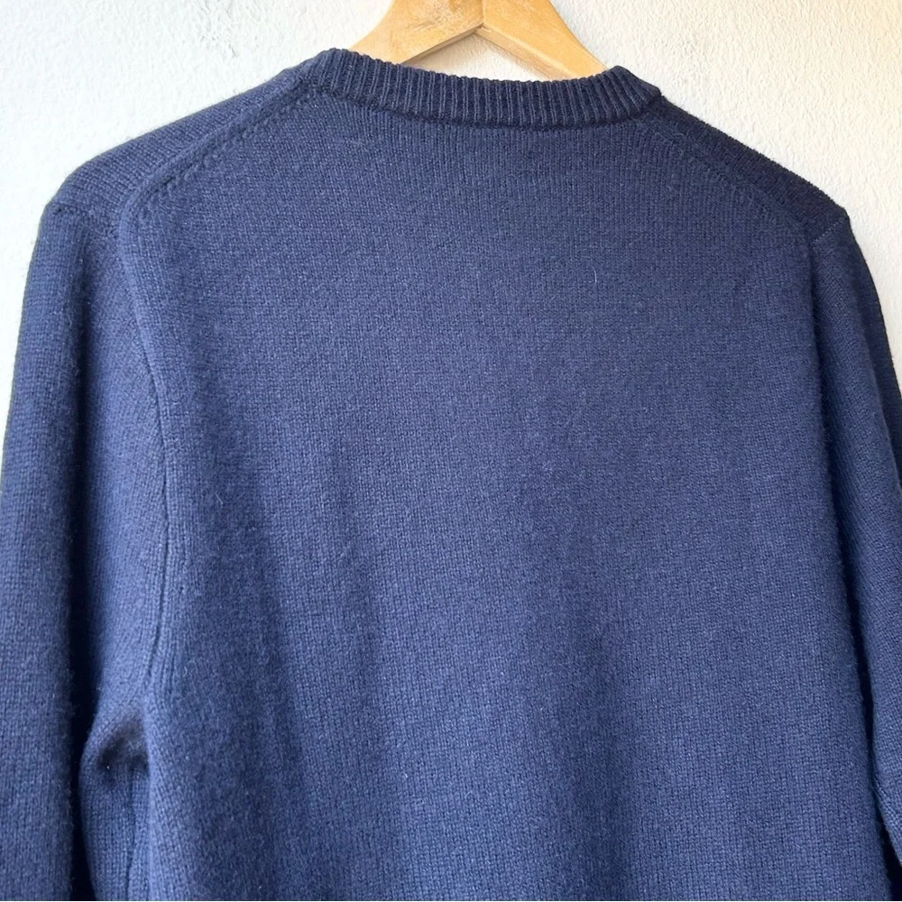 NWT J.Crew $278 Relaxed midweight cashmere V-neck sweater Navy Abyss Blue Sz S